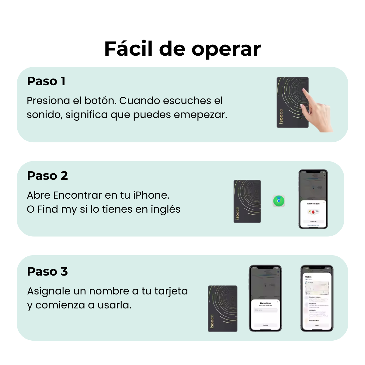Tarjeta Localizadora Compatible Con iOS Find My