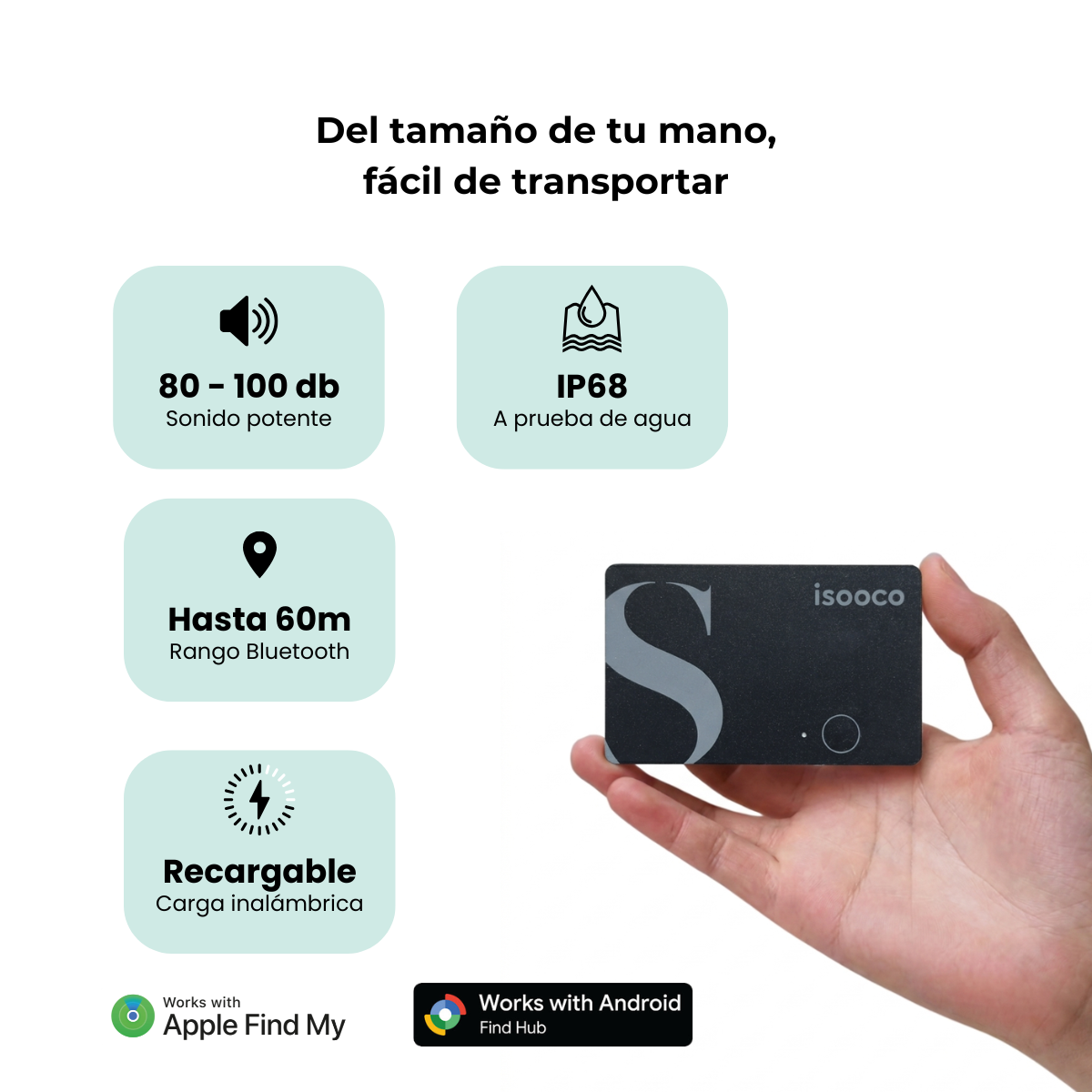 Tarjeta Localizadora Premium Bluetooth Gps Rastreadora compatible con iOS y Android